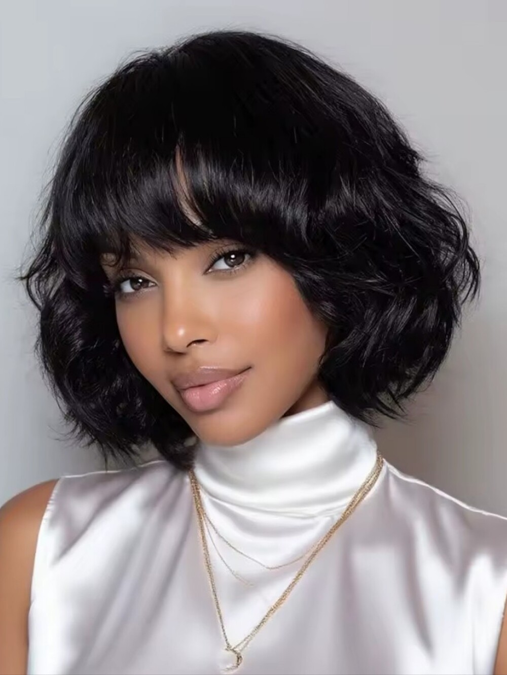 Classic Straight Bob Wig with Blunt Bangs - Picture 10 of 10